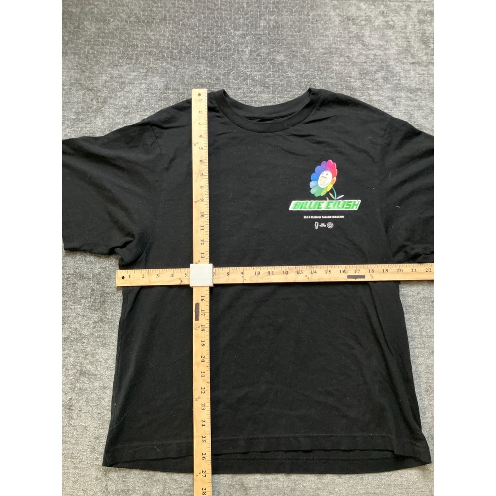 Uniqlo Billie Eilish Flower T-Shirt Womens Medium Black Shirt Sleeve Crew Neck - Picture 3 of 7